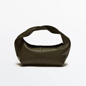 NWOT Massimo Dutti Nappa Leather Croissant Bag Olive